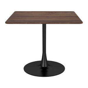 HomeRoots 35" Square Steel Pedestal Base Dining Table - Modern Minimalist Design with Natural Wood Top & Versatility 386248