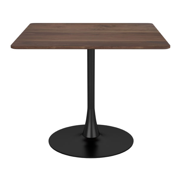 HomeRoots 35" Square Steel Pedestal Base Dining Table - Modern Minimalist Design with Natural Wood Top & Versatility 386248