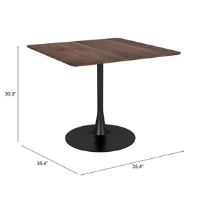 HomeRoots 35" Square Steel Pedestal Base Dining Table - Modern Minimalist Design with Natural Wood Top & Versatility 386248