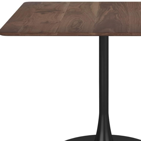 HomeRoots 35" Square Steel Pedestal Base Dining Table - Modern Minimalist Design with Natural Wood Top & Versatility 386248