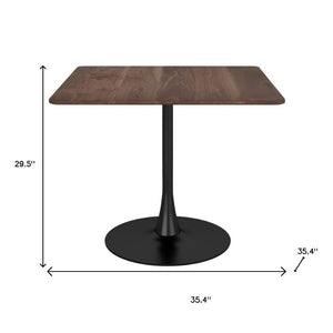 HomeRoots 35" Square Steel Pedestal Base Dining Table - Modern Minimalist Design with Natural Wood Top & Versatility 386248