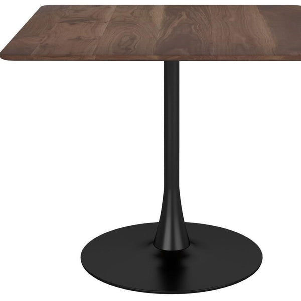HomeRoots 35" Square Steel Pedestal Base Dining Table - Modern Minimalist Design with Natural Wood Top & Versatility 386248