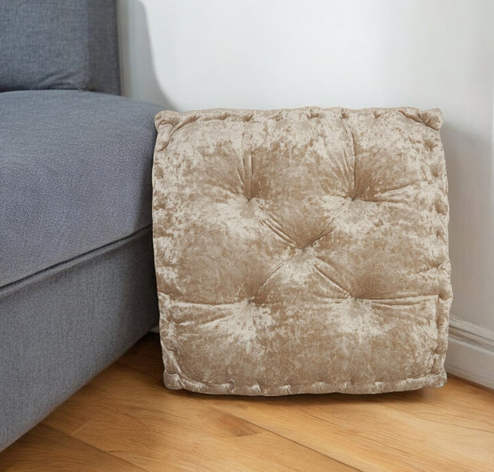 Homeroots 24" X 24" Beige Polyester Solid Color Floor Cushion  Polyester 386258