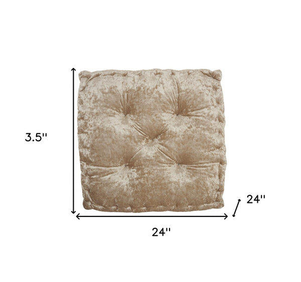 Homeroots 24" X 24" Beige Polyester Solid Color Floor Cushion  Polyester 386258