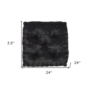 Homeroots 24" X 24" Black Polyester Solid Color Floor Cushion  Polyester 386259