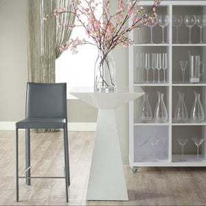EuroStyle Hasina Fully Leather Wrapped Bar Stools Set of 2 with Steel Footrest for Kitchen Islands Gray 38625GRY