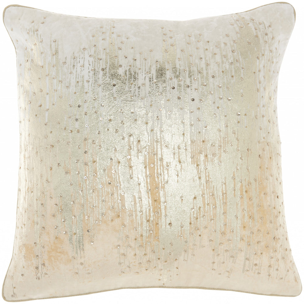 Homeroots 18" Cream Velvet Throw Pillow   386268