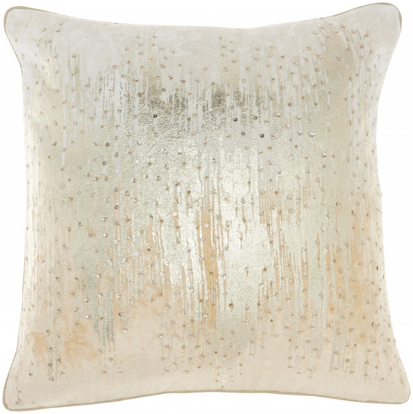 Homeroots 18" Cream Velvet Throw Pillow   386268