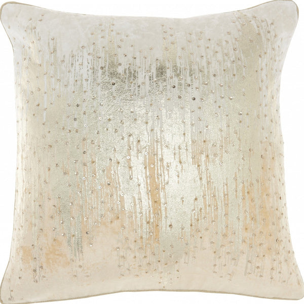 Homeroots 18" Cream Velvet Throw Pillow   386268