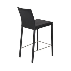 EuroStyle Hasina Regenerated Leather Counter Stools with Steel Footrest for Kitchen Islands Set of 2 38626BLK