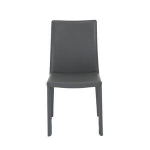 EuroStyle Hasina Leather Dining Side Chair Set of 2 Tailored Upholstered Seating for Modern Spaces Gray 38627GRY
