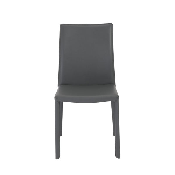 EuroStyle Hasina Leather Dining Side Chair Set of 2 Tailored Upholstered Seating for Modern Spaces Gray 38627GRY