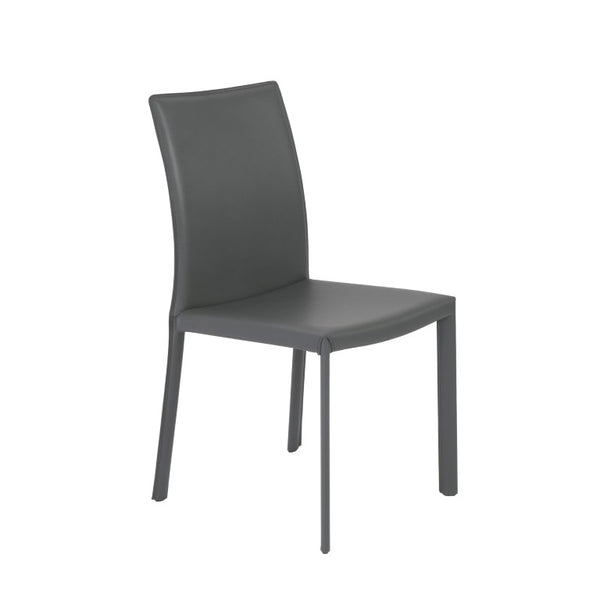 EuroStyle Hasina Leather Dining Side Chair Set of 2 Tailored Upholstered Seating for Modern Spaces Gray 38627GRY