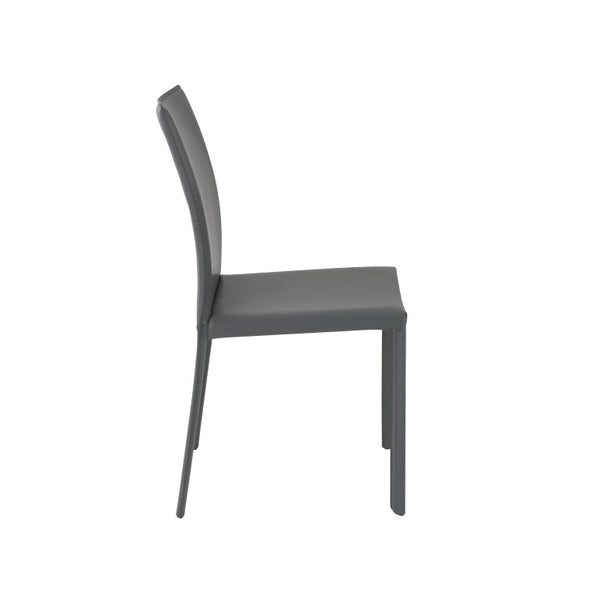 EuroStyle Hasina Leather Dining Side Chair Set of 2 Tailored Upholstered Seating for Modern Spaces Gray 38627GRY