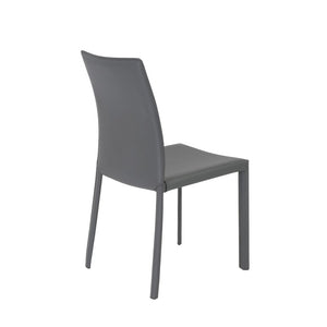EuroStyle Hasina Leather Dining Side Chair Set of 2 Tailored Upholstered Seating for Modern Spaces Gray 38627GRY
