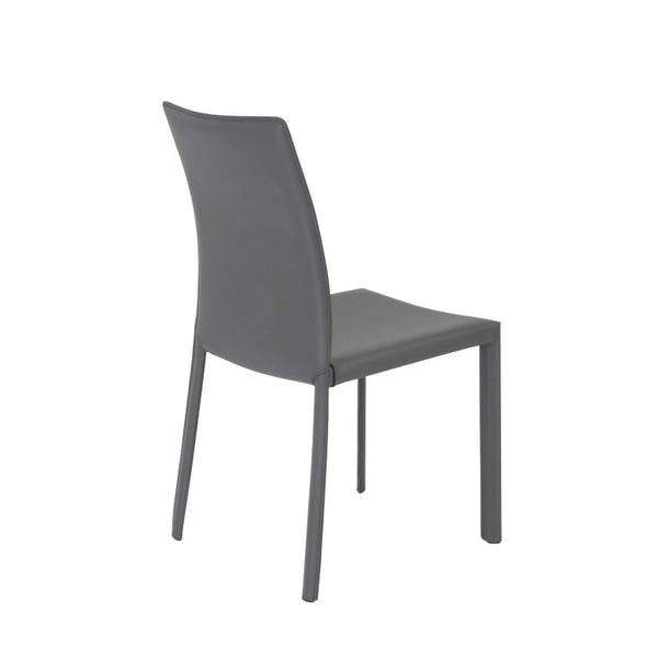 EuroStyle Hasina Leather Dining Side Chair Set of 2 Tailored Upholstered Seating for Modern Spaces Gray 38627GRY