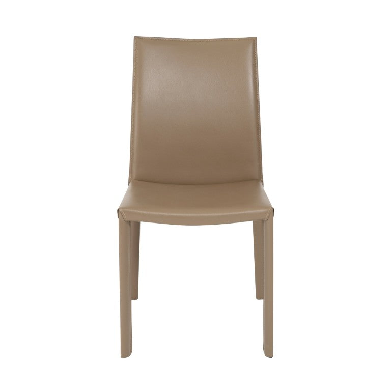 EuroStyle Hasina Leather Dining Side Chair Set of 2 Tailored Upholstered Seating for Modern Spaces Taupe 38627TPE