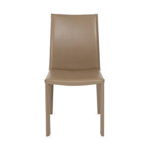 EuroStyle Hasina Leather Dining Side Chair Set of 2 Tailored Upholstered Seating for Modern Spaces Taupe 38627TPE