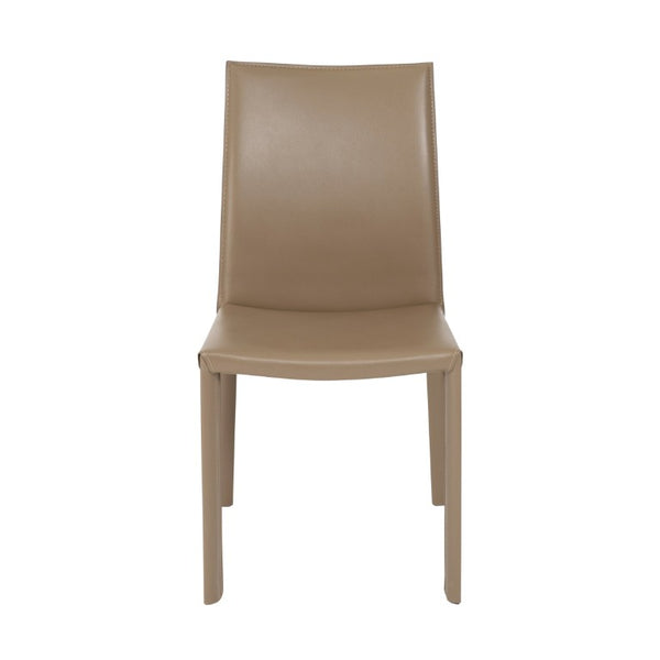 EuroStyle Hasina Leather Dining Side Chair Set of 2 Tailored Upholstered Seating for Modern Spaces Taupe 38627TPE