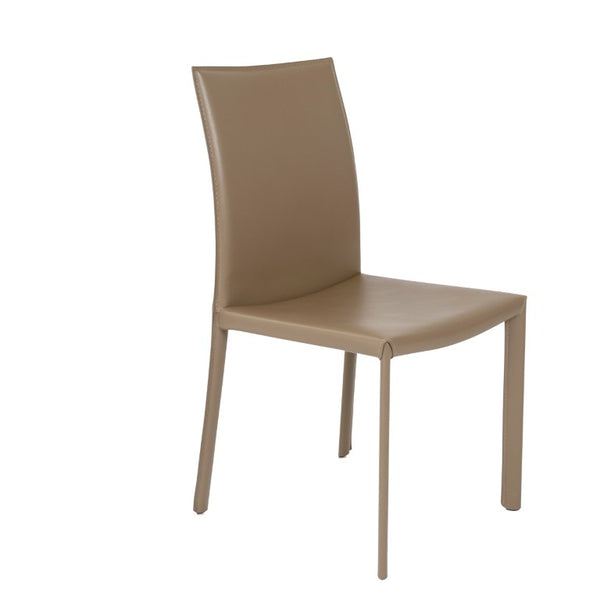 EuroStyle Hasina Leather Dining Side Chair Set of 2 Tailored Upholstered Seating for Modern Spaces Taupe 38627TPE