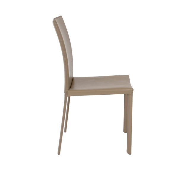 EuroStyle Hasina Leather Dining Side Chair Set of 2 Tailored Upholstered Seating for Modern Spaces Taupe 38627TPE
