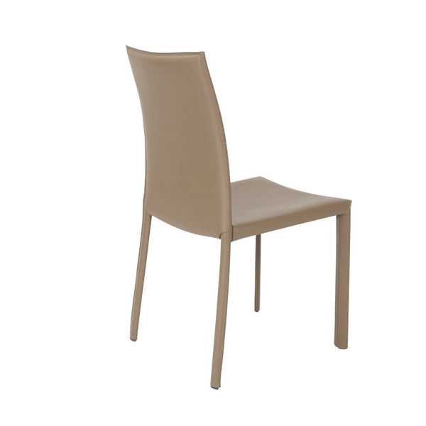 EuroStyle Hasina Leather Dining Side Chair Set of 2 Tailored Upholstered Seating for Modern Spaces Taupe 38627TPE