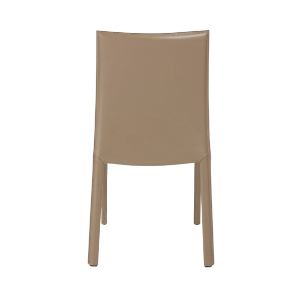 EuroStyle Hasina Leather Dining Side Chair Set of 2 Tailored Upholstered Seating for Modern Spaces Taupe 38627TPE