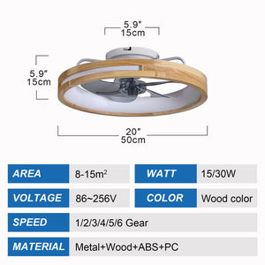 English Elm 20 Inch Flush Mount Ceiling Fan Wooden Frame Led Light Remote 6 Speed Bedroom W2312P475728
