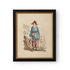 Chelsea House Pillement Original Watercolor Painting In Brown & Antique Gold Frame With Glass — Elegant Wall Art 23.5"X19.25" 386319