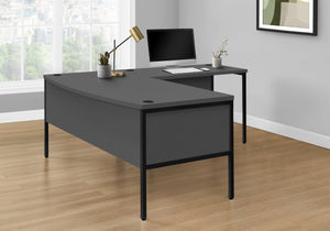 English Elm Computer 48" Desk — Grey Laminate Top, Black Metal Legs, Cable Management, Scratch-Resistant Surface B2710P219925