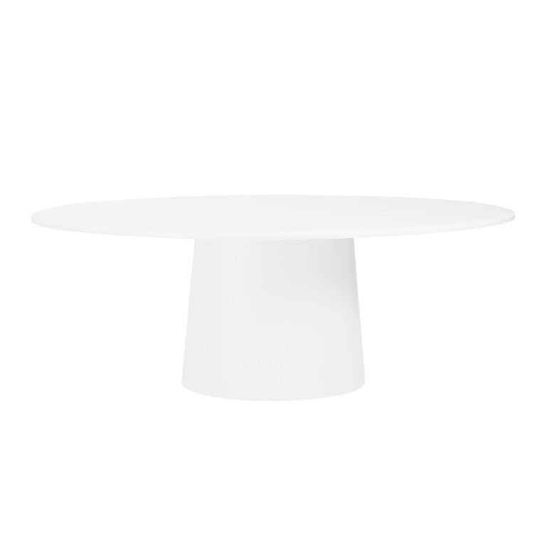 EuroStyle Deodat Oval Dining Table Seats 8 with Lacquered Beveled Edge for Formal Rooms Matte White Lacquer 38632MTWHT-B
