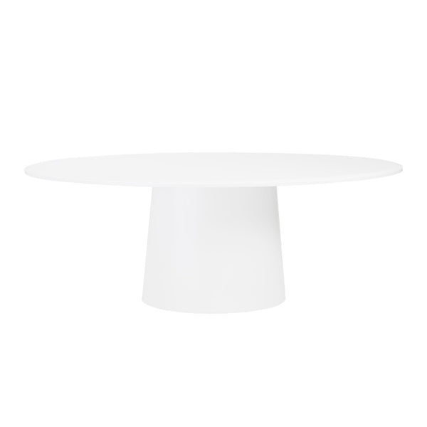 EuroStyle Deodat Oval Dining Table Seats 8 with Lacquered Beveled Edge for Formal Rooms Matte White Lacquer 38632MTWHT-B
