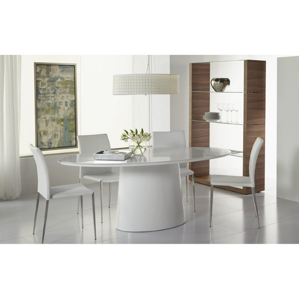 EuroStyle Deodat Oval Dining Table Seats Eight with Lacquer Finish and Beveled Edge Detail Matte White 30 H 38632MTWHT-KIT