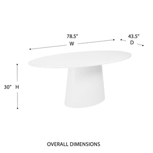 EuroStyle Deodat Oval Dining Table Seats Eight with Lacquer Finish and Beveled Edge Detail Matte White 30 H 38632MTWHT-KIT