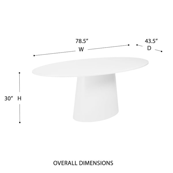 EuroStyle Deodat Oval Dining Table Seats Eight with Lacquer Finish and Beveled Edge Detail Matte White 30 H 38632MTWHT-KIT