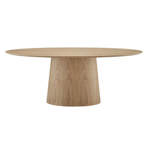 EuroStyle Deodat Oval Dining Table Seats Eight with Lacquer Finish and Beveled Edge Detail Oak 30 H 38632OAK-KIT