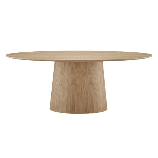 EuroStyle Deodat Oval Dining Table Seats Eight with Lacquer Finish and Beveled Edge Detail Oak 30 H 38632OAK-KIT