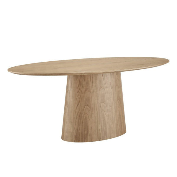 EuroStyle Deodat Oval Dining Table Seats Eight with Lacquer Finish and Beveled Edge Detail Oak 30 H 38632OAK-KIT