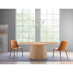 EuroStyle Deodat Oval Dining Table Seats Eight with Lacquer Finish and Beveled Edge Detail Oak 30 H 38632OAK-KIT