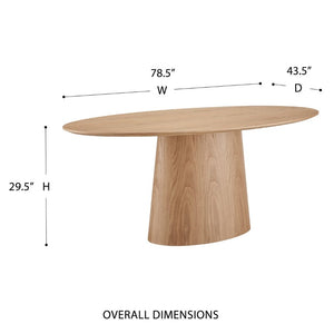 EuroStyle Deodat Oval Dining Table Seats Eight with Lacquer Finish and Beveled Edge Detail Oak 30 H 38632OAK-KIT