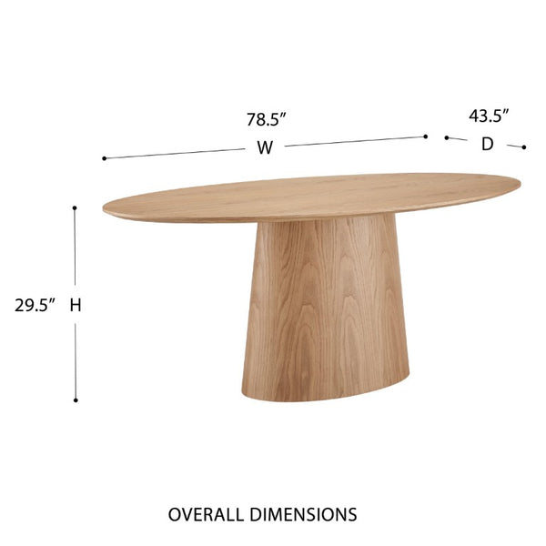 EuroStyle Deodat Oval Dining Table Seats Eight with Lacquer Finish and Beveled Edge Detail Oak 30 H 38632OAK-KIT