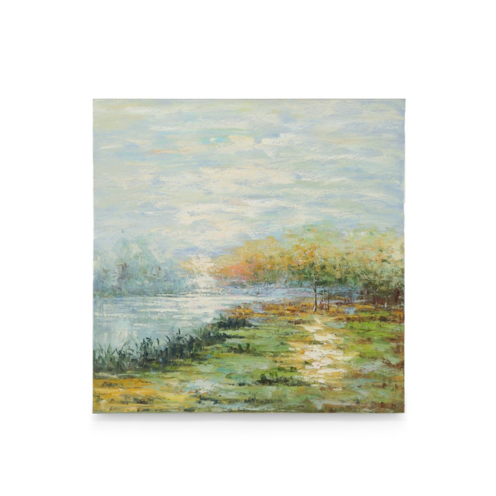 Chelsea House Walk Original Oil Painting 'Walk' In Park — 39.5" Gallery-Wrapped Contemporary Park Scene, Textured Calm DéCor 386380