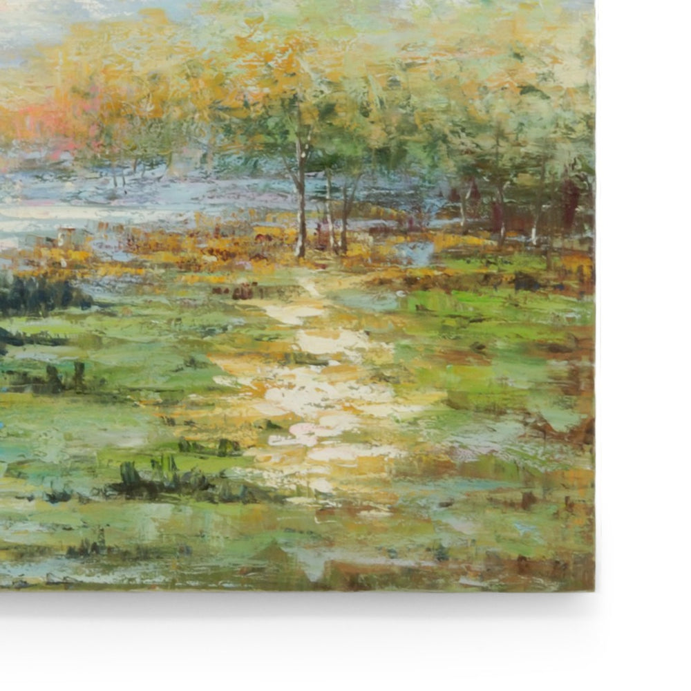 Chelsea House Walk Original Oil Painting 'Walk' In Park — 39.5" Gallery-Wrapped Contemporary Park Scene, Textured Calm DéCor 386380