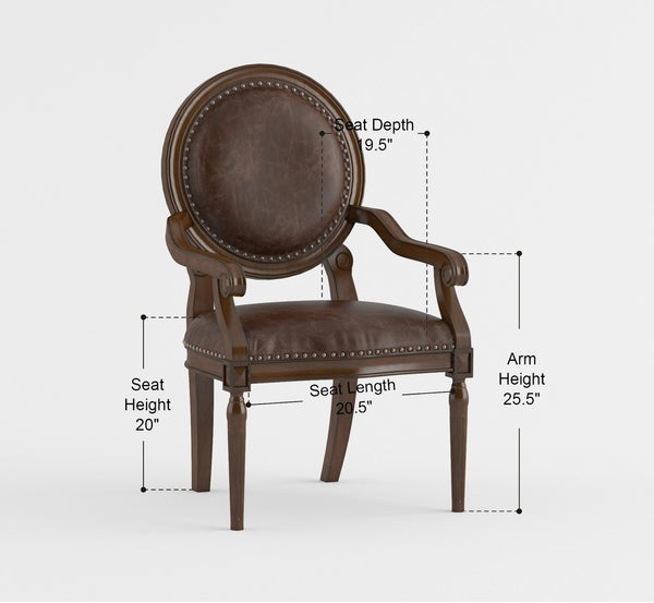 English Elm Formal Aldermont Traditional Armchair in Dark Brown Faux Leather with Nailhead Trim & Solid Wood Frame B011P287556