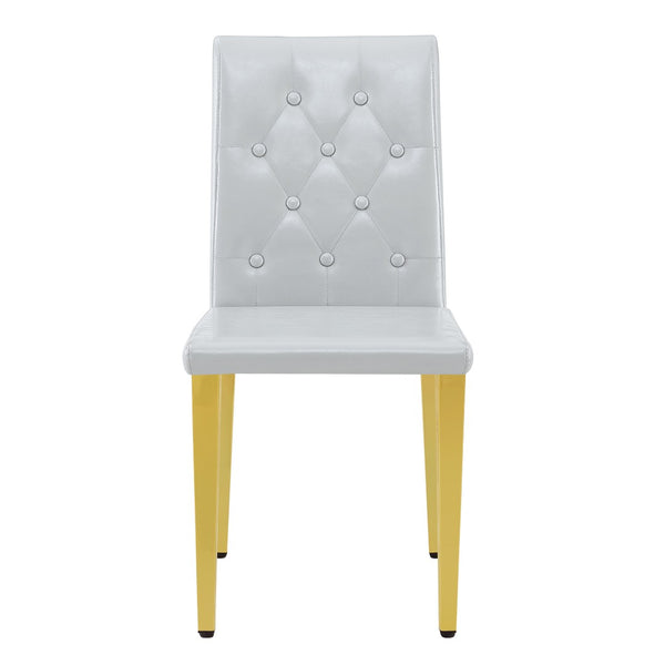 English Elm 4-piece Brown Suede Dining Chair Set with Tufted Back and Walnut Metal Legs Gold,Light Gray W1151P361185