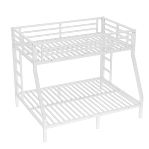 English Elm Metal Twin Over Full Bunk Bed White Steel Frame Space Saving Slat Support for Teens W1580P383994