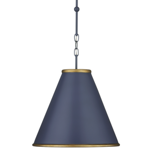 Pierrepont Blue Pendant Light - Wrought Iron Fixture with Gold Leaf Interior for Modern Elegance