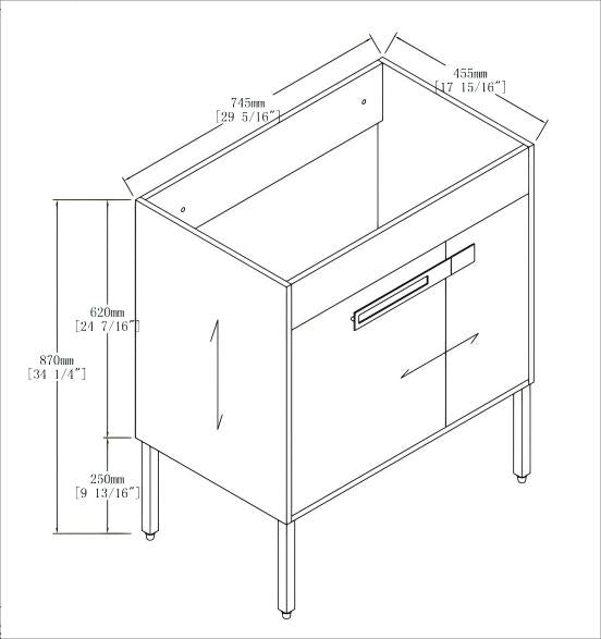 English Elm 30 30 Inch Freestanding Bathroom Vanity Cabinet Dual-Install Wall or Floor, Soft-Close Doors, Metal Handles, Adjustable Shelf, Feet Included W999104320