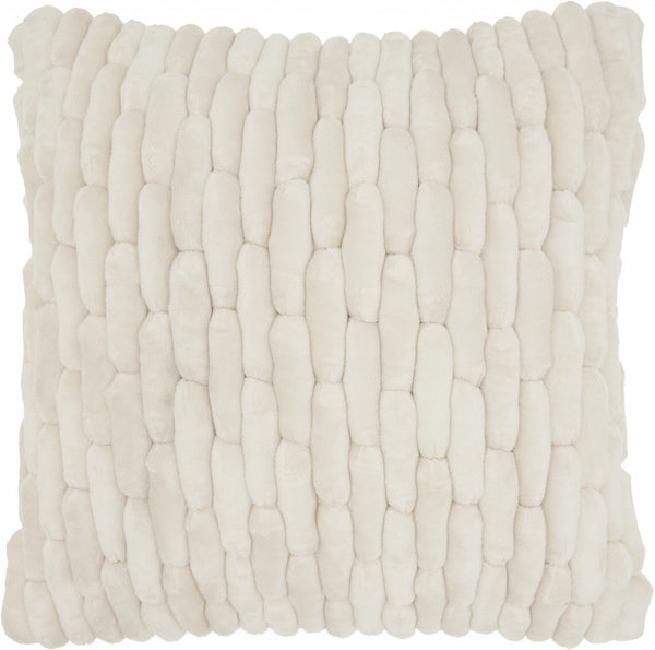 Homeroots 20" Ivory Silky Soft Velvet Capsules Throw Pillow   386445