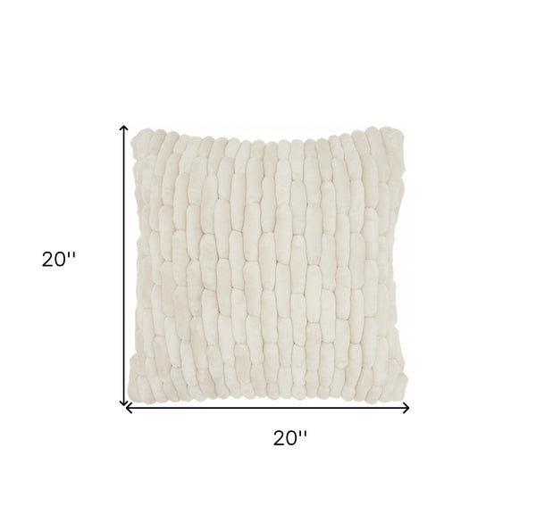 Homeroots 20" Ivory Silky Soft Velvet Capsules Throw Pillow   386445